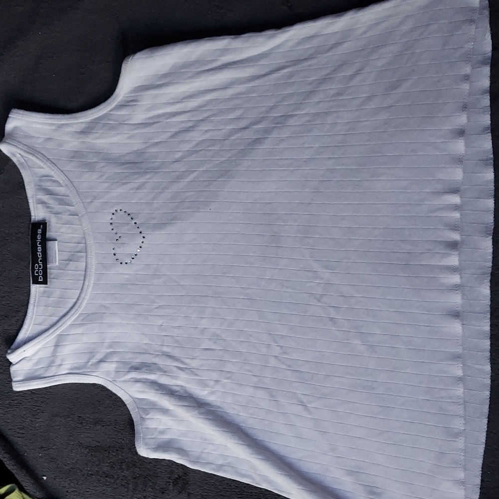 Rhinstone Heart White Tank Top